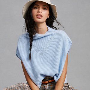 By Anthropologie Oversized Cashmere Sweater Vest XL Sky NWT